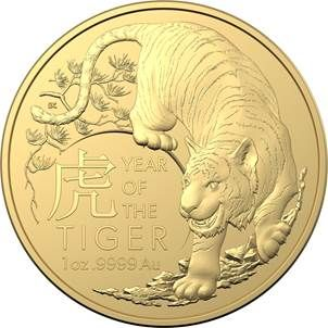 Australien RAM Lunar 2022 3. Ausgabe Jahr des Tigers 1 oz Gold