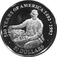 Cook Islands 50 Dollars 1989 Kapitän James Cook mit...