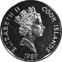 Cook Islands 50 Dollars 1989 Kapitän James Cook mit Landkarte - Silber PP