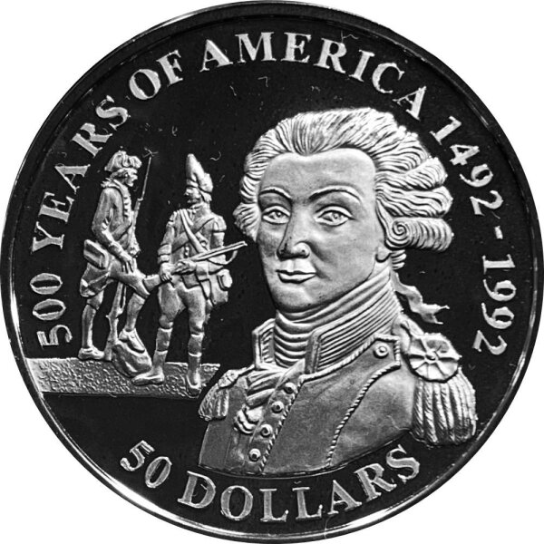 Cook Islands 50 Dollars 1991 Marquis de Lafayette - Silber PP