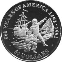Cook Islands 50 Dollars 1991 - Pilger mit der Mayflower -...
