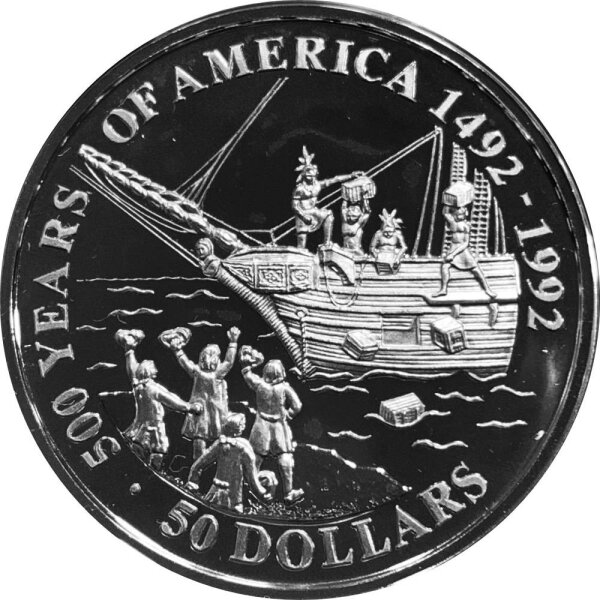 Cook Islands 50 Dollars 1991 Boston Tea Party - Silber PP
