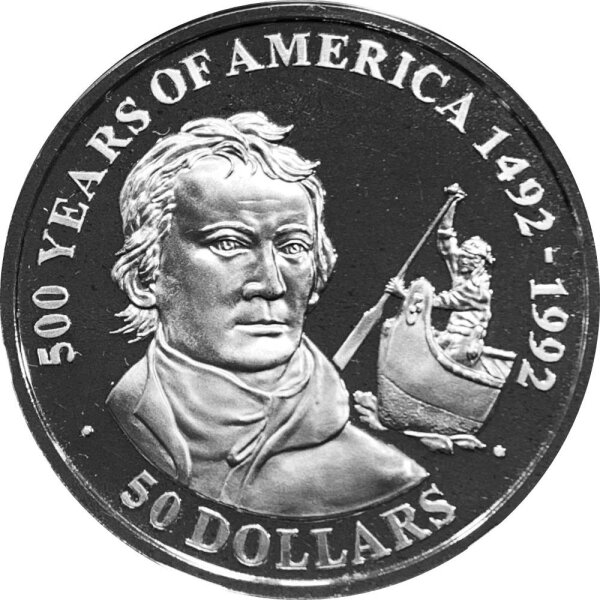 Cook Islands 50 Dollars 1991 Alexander Mackenzie - Silber PP