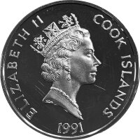 Cook Islands 50 Dollars 1991 - Francisco Pizarro - Silber PP