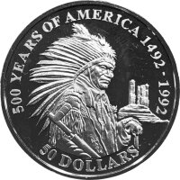 Cook Islands 50 Dollars 1991 - Indianer Häuptling...