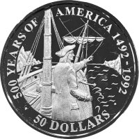 Cook Islands 50 Dollars 1992 Vitus Bering - Silber PP