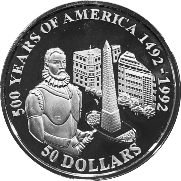 Cook Islands 50 Dollars 1992 Pedro de Mendoza - Silber PP