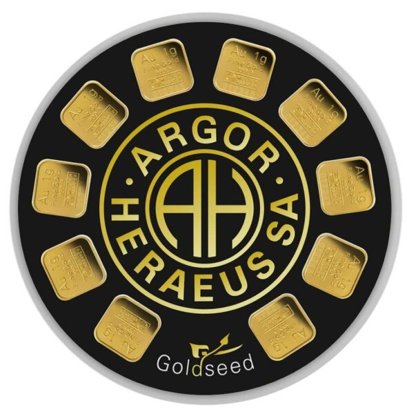 10 x 1 Gramm Goldbarren (Argor) Heraeus Goldseed MultiDisc | LBMA