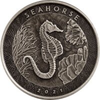 Samoa Seepferdchen 2021 1 oz Silber | Antik Finish