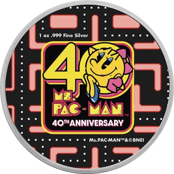 Niue Ms PAC-MAN - 40 Jahre Jubiläum 2021 - 1 oz Silber | Coloriert