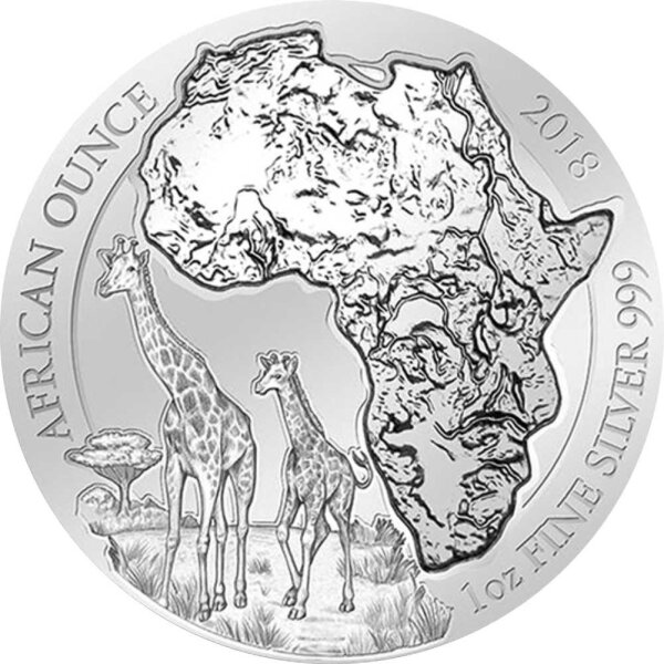 Ruanda African Ounce 2018 Giraffe 1 oz Silber