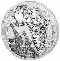 Ruanda African Ounce 2018 Giraffe 1 oz Silber
