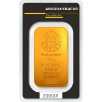 50 Gramm Goldbarren Heraeus, Argor-Heraeus, Umicore | Neuware LBMA