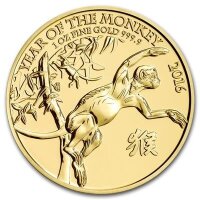 UK Lunar 2016 Jahr des Affen 1 oz Gold