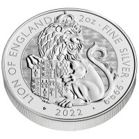 UK Tudor Beasts 1. Ausgabe 2022 Lion of England 2 oz Silber