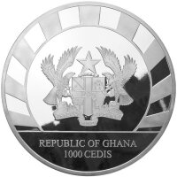 Ghana Giganten der Eiszeit 7. Ausgabe 2022 Rentier 1000 Gramm Silber