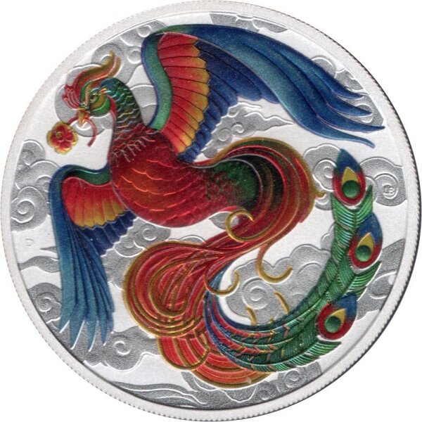 Australien Drachenserie 2022 Phönix 1 oz Silber - Coloriert Mehrfarbig | Chinesische Mythen und Legenden