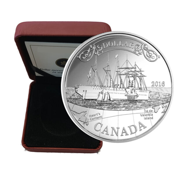 Kanada 1 Dollar 2016 Transatlantik Kabel - Silber PP incl. Etui