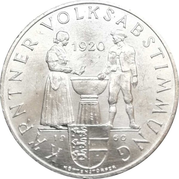 Österreich 25 Schilling 1960 Volksabstimmung Kärnten - Silber PP