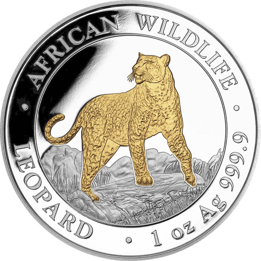 Somalia Leopard 2022 1 oz Silber  - Teilvergoldet