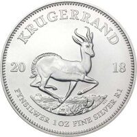 Südafrika Krügerrand 2018 1 oz Silber - Polierte Platte incl. Etui