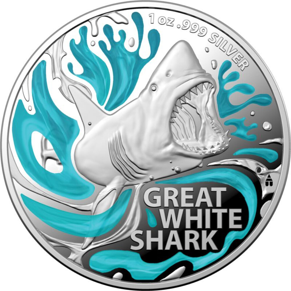Australien Most Dangerous RAM Great White Shark 2022 1 oz...