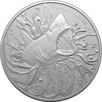 Australien Most Dangerous RAM Great White Shark 2022  5 oz Silber