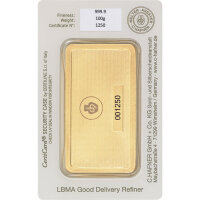 100 Gramm Goldbarren C. Hafner geprägt | Neuware LBMA