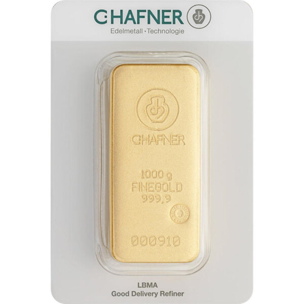1000 Gramm Goldbarren C. Hafner gegossen | Neuware LBMA