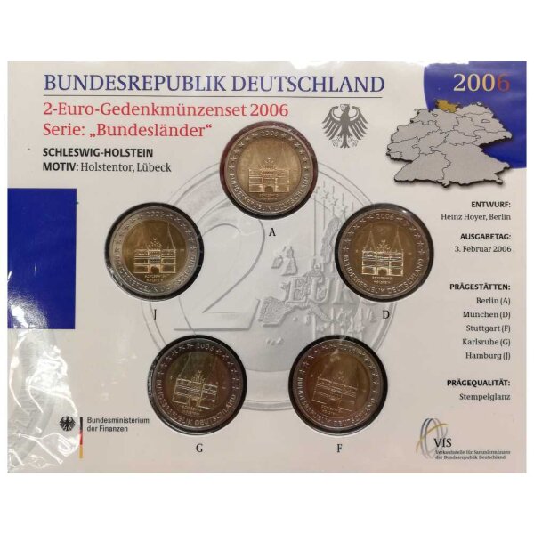 Deutschland 2 Euro Set - Stempelglanz 2006 - Schleswig Holstein