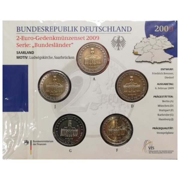 Deutschland 2 Euro Set - Stempelglanz 2009 - Saarland