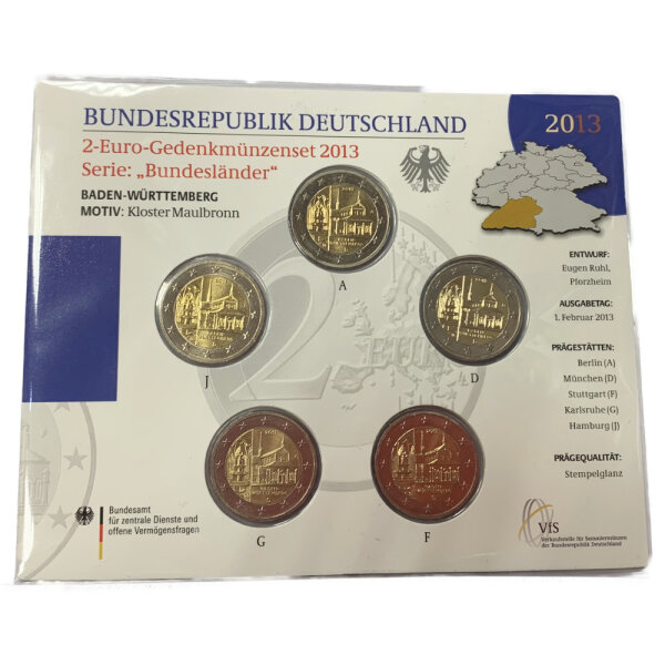 Deutschland 2 Euro Set - Stempelglanz 2013 - Baden-Württemberg