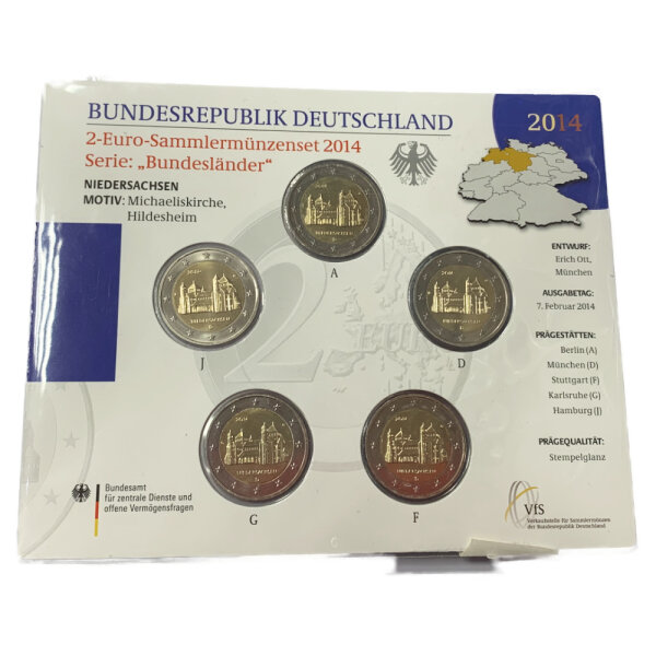 Deutschland 2 Euro Set - Stempelglanz 2014 - Niedersachsen