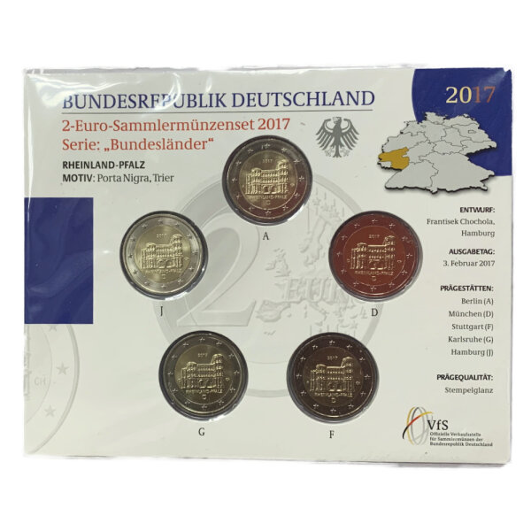Deutschland 2 Euro Set - Stempelglanz 2017 - Rheinland-Pfalz