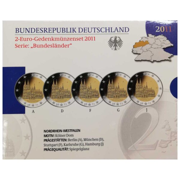 Deutschland 2 Euro Set - Polierte Platte 2011 - Nordrhein-Westfalen