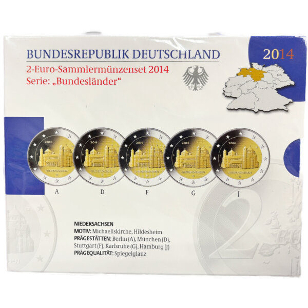 Deutschland 2 Euro Set - Polierte Platte 2014 - Niedersachsen
