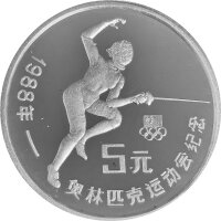 China 5 Yuan 1988 Olympische Sommerspiele in Seoul...