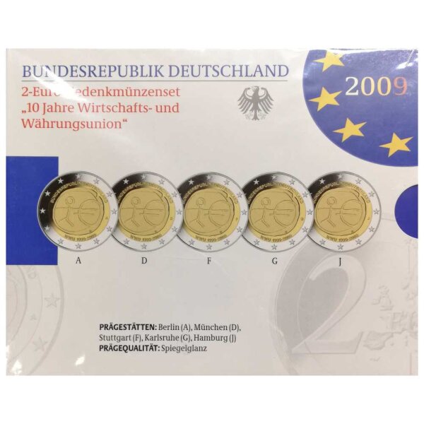 Deutschland 2 Euro Set - Polierte Platte 2009 - 10 Jahre WWU
