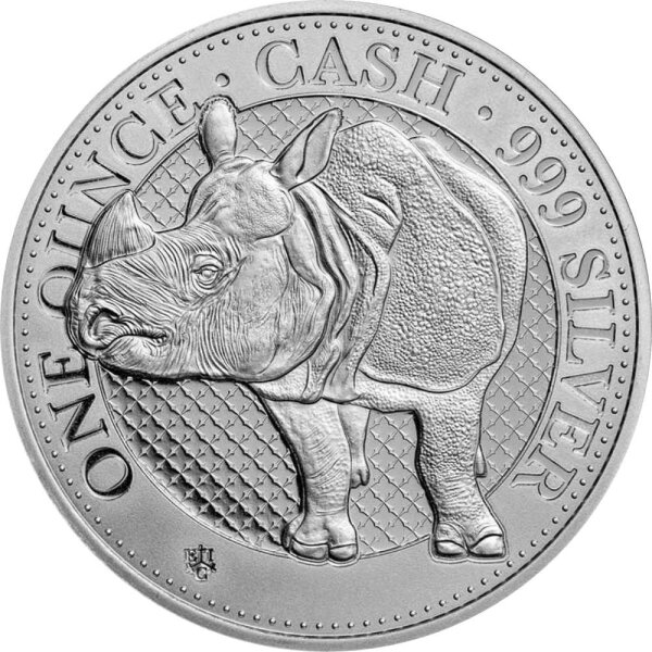 Saint Helena India Wildlife 2022 Rhino 1 oz Silber