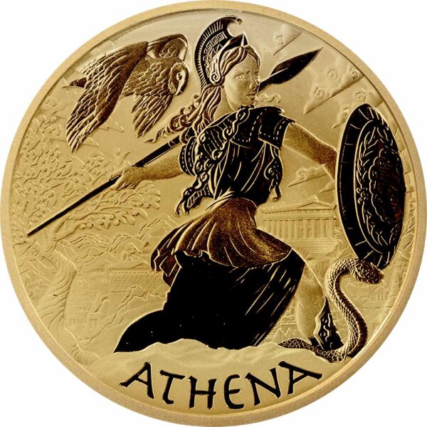Tuvalu Olympische Götter 5. Ausgabe Athena 2022 1 oz Gold