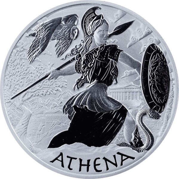 Tuvalu Olympische Götter 5. Ausgabe Athena 2022 5 oz Silber