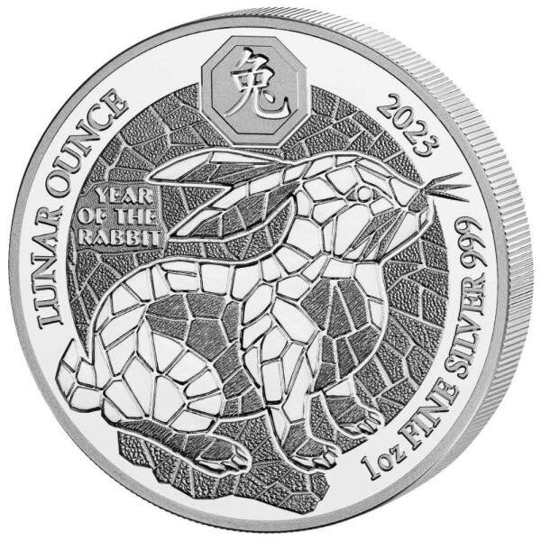 Ruanda Lunar 2023 Jahr des Hasen 1 oz Silber | Polierte Platte