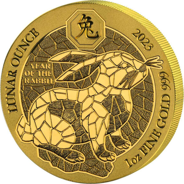 Ruanda Lunar 2023 Jahr des Hasen 1 oz Gold