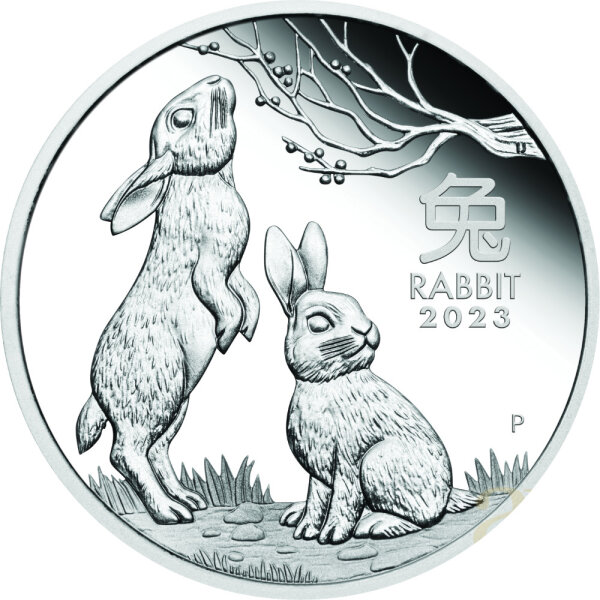 Australien Lunar III 2023 Jahr des Hasen 1 oz Silber | Polierte Platte