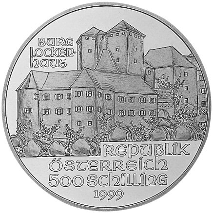 Österreich 500 Schilling 1999 Burg Lockenhaus - Polierte Platte - Silber