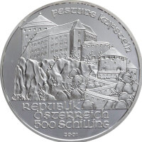 Österreich 500 Schilling 2001 Festung Kufstein - Polierte Platte - Silber