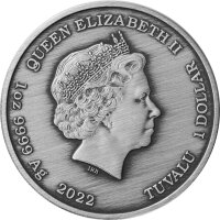 Tuvalu Olympische Götter 6. Ausgabe Aphrodite 2022 1 oz Silber Antik Finish
