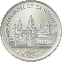 Cambodia Wildlife Series 1. Ausgabe 2023 Nebelparder 1 oz Silber - Farbapplikation