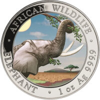 Somalia Elefant 2023 1 oz Silber - Farbapplikation