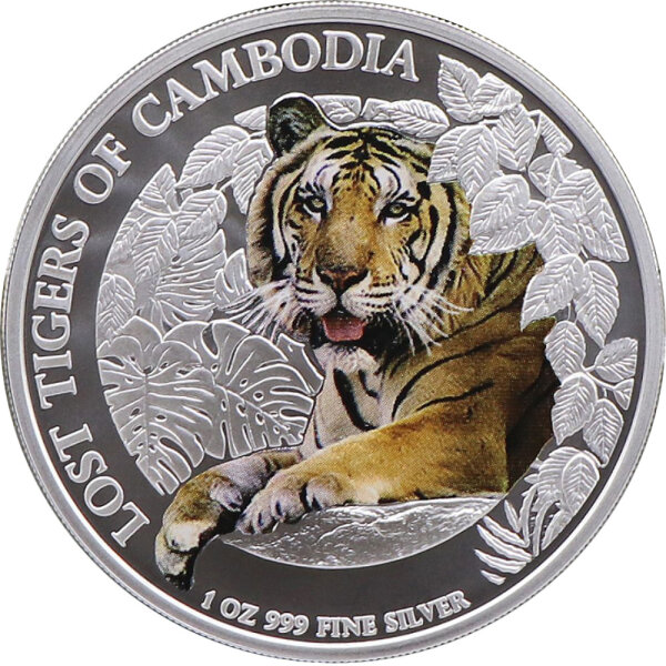 Cambodia Lost Tigers of Cambodia 2. Ausgabe 2023 1 oz Silber - Coloriert
